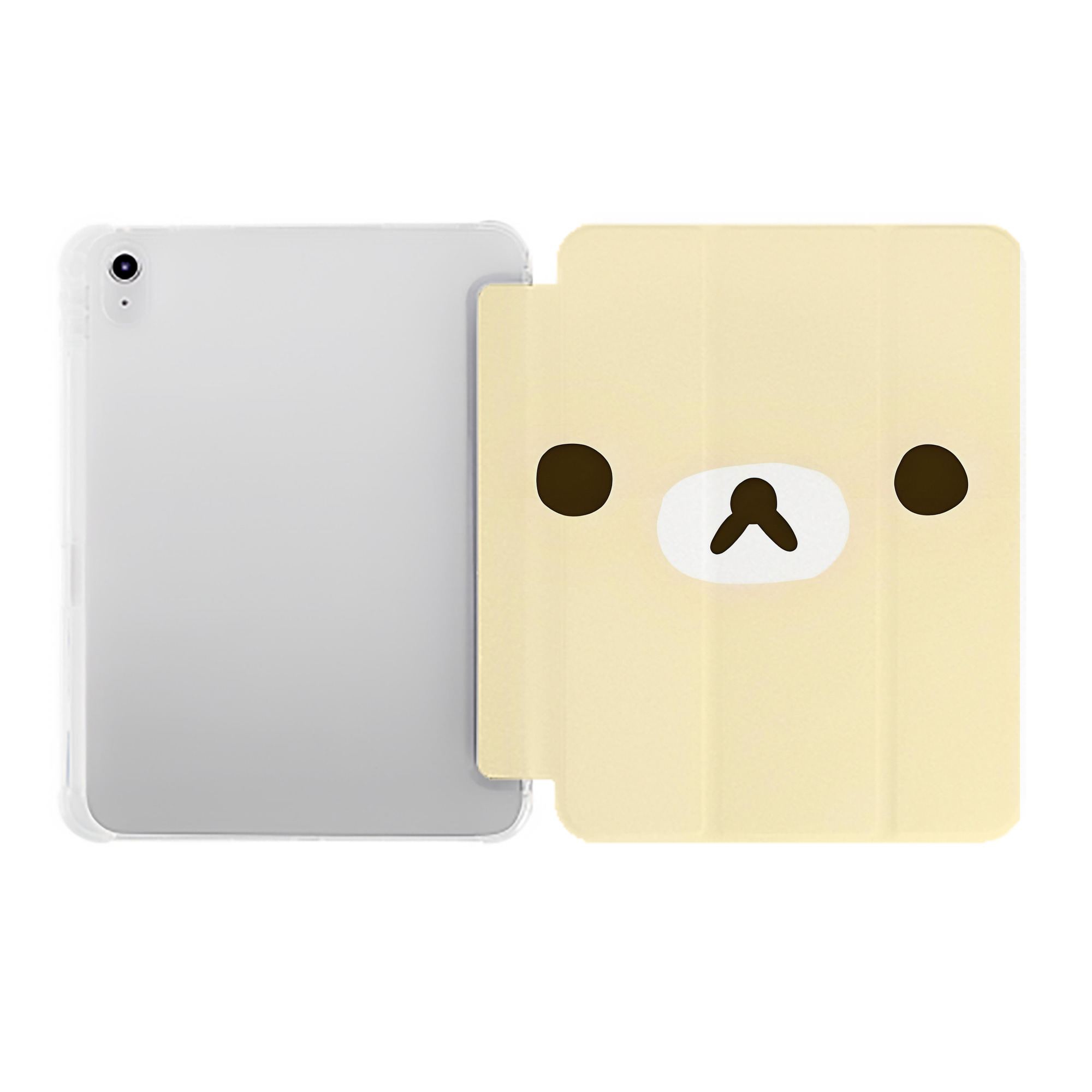 （画像用） リラックマ リラックマ キイロイトリ Rilakkuma Korilakkuma Kiiroitori IPad ケース ペン収納付き 三つ折りスタンド PUレザー×シリコン 対応機種9.5/10.5/10.9インチ